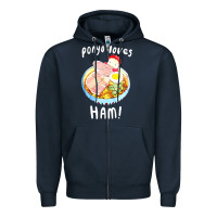 Navy studio ghibli ponyo loves ham Zipper Hoodie - linhVisuals