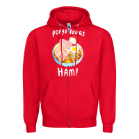 Red studio ghibli ponyo loves ham Zipper Hoodie - linhVisuals
