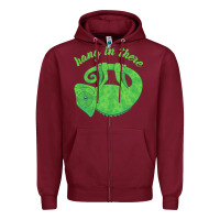 Burgundy hang in there magical chameleon Zipper Hoodie - linhVisuals