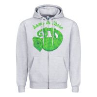 Heather Grey hang in there magical chameleon Zipper Hoodie - linhVisuals