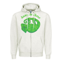 Oatmeal Heather hang in there magical chameleon Zipper Hoodie - linhVisuals