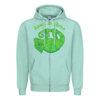 Seafoam hang in there magical chameleon Zipper Hoodie - linhVisuals