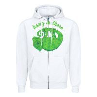 White hang in there magical chameleon Zipper Hoodie - linhVisuals