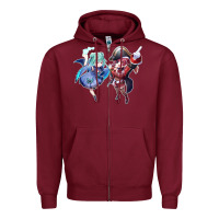 Burgundy Houshou Marine and Uruha Rushia Zipper Hoodie - linhVisuals