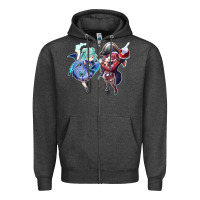 Charcoal Heather Houshou Marine and Uruha Rushia Zipper Hoodie - linhVisuals