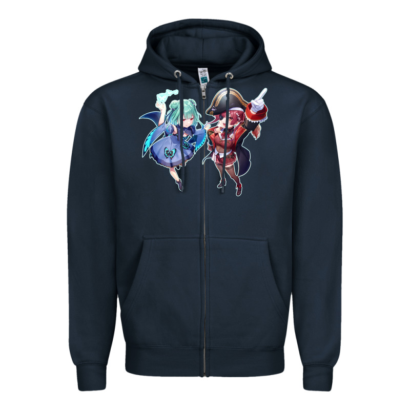 Houshou Marine And Uruha Rushia Zipper Hoodie by linhVisuals | Teevron