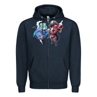 Navy Houshou Marine and Uruha Rushia Zipper Hoodie - linhVisuals
