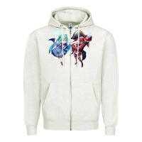 Oatmeal Heather Houshou Marine and Uruha Rushia Zipper Hoodie - linhVisuals