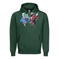 Sports Green Houshou Marine and Uruha Rushia Zipper Hoodie - linhVisuals