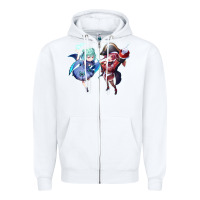 White Houshou Marine and Uruha Rushia Zipper Hoodie - linhVisuals