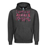 Charcoal Heather i wear pink for all warriors Zipper Hoodie - JahusDesignShop
