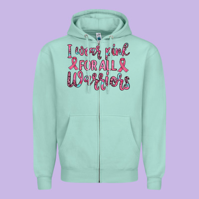 I Wear Pink For All Warriors Zipper Hoodie Designed By Jahusdesignshop