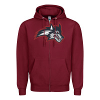 Burgundy stony brook seawolves Zipper Hoodie - linhVisuals