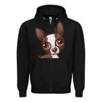 Black zippy the boston terrier Zipper Hoodie - linhVisuals