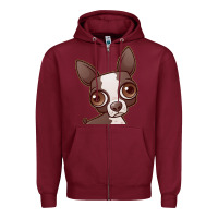 Burgundy zippy the boston terrier Zipper Hoodie - linhVisuals
