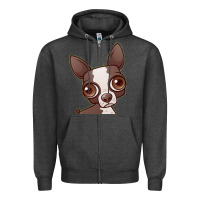 Charcoal Heather zippy the boston terrier Zipper Hoodie - linhVisuals