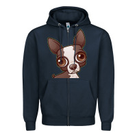 Navy zippy the boston terrier Zipper Hoodie - linhVisuals