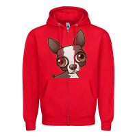 Red zippy the boston terrier Zipper Hoodie - linhVisuals