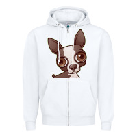 White zippy the boston terrier Zipper Hoodie - linhVisuals
