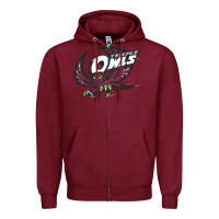 Burgundy temple owls Zipper Hoodie - linhVisuals