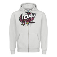 Dove Grey temple owls Zipper Hoodie - linhVisuals
