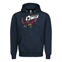 Navy temple owls Zipper Hoodie - linhVisuals