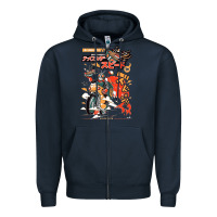 Navy ramen rider food, noodles Zipper Hoodie - linhVisuals