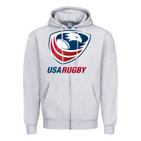 Heather Grey rugby Zipper Hoodie - linhVisuals
