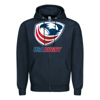 Navy rugby Zipper Hoodie - linhVisuals