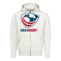 Oatmeal Heather rugby Zipper Hoodie - linhVisuals