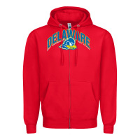 Red delaware sportss Zipper Hoodie - linhVisuals