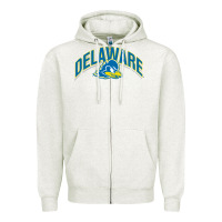 Oatmeal Heather delaware sportss Zipper Hoodie - linhVisuals