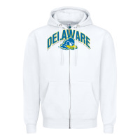 White delaware sportss Zipper Hoodie - linhVisuals
