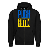 Black puck futin meme Zipper Hoodie - linhVisuals