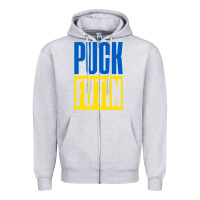 Heather Grey puck futin meme Zipper Hoodie - linhVisuals