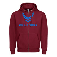 Burgundy us force usaf distressed Zipper Hoodie - linhVisuals