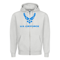 Dove Grey us force usaf distressed Zipper Hoodie - linhVisuals