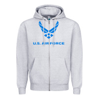 Heather Grey us force usaf distressed Zipper Hoodie - linhVisuals
