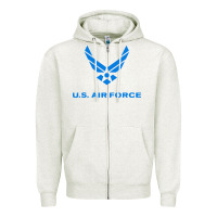 Oatmeal Heather us force usaf distressed Zipper Hoodie - linhVisuals