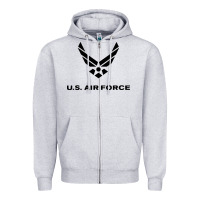 Heather Grey us air force usaf distressed Zipper Hoodie - linhVisuals