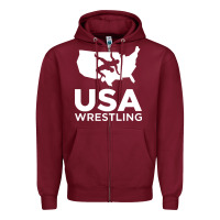 Burgundy usa fight Zipper Hoodie - linhVisuals