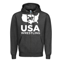 Charcoal Heather usa fight Zipper Hoodie - linhVisuals