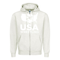 Oatmeal Heather usa fight Zipper Hoodie - linhVisuals