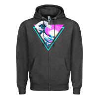 Charcoal Heather vaporwave aesthetic Zipper Hoodie - linhVisuals