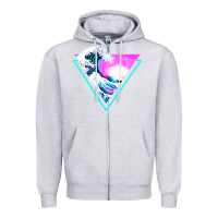 Heather Grey vaporwave aesthetic Zipper Hoodie - linhVisuals