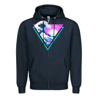 Navy vaporwave aesthetic Zipper Hoodie - linhVisuals