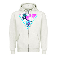 Oatmeal Heather vaporwave aesthetic Zipper Hoodie - linhVisuals