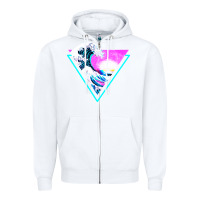 White vaporwave aesthetic Zipper Hoodie - linhVisuals