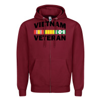 Burgundy vietnam veteran flag Zipper Hoodie - linhVisuals