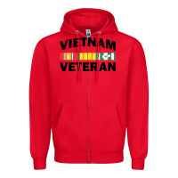 Red vietnam veteran flag Zipper Hoodie - linhVisuals